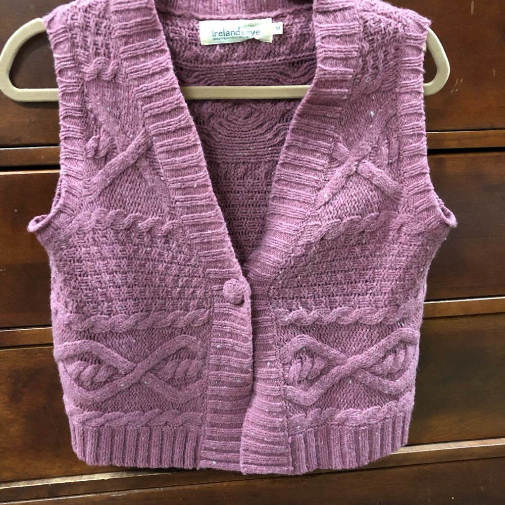 Pink cable knit vest